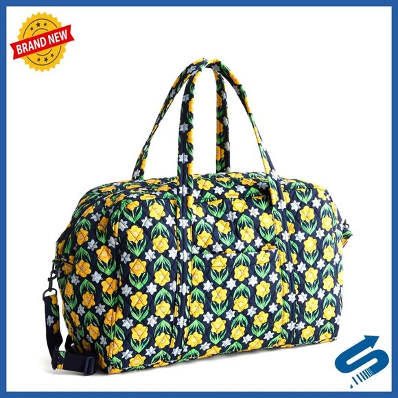 Handbags - Large Cotton Weekender Travel Duffel with Laptop Compartment & Trolley Sleeve